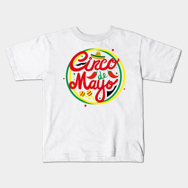 Cinco de Mayo traditional Mexican Holiday Kids T-Shirt by Agras